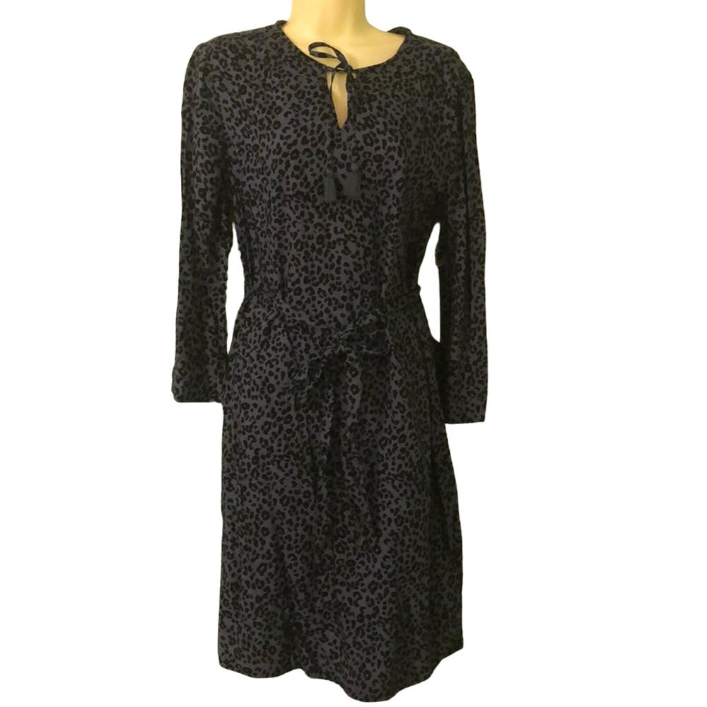 Beach lunch lounge Blue Animal Print Casual Dress Woman Size Medium NWT